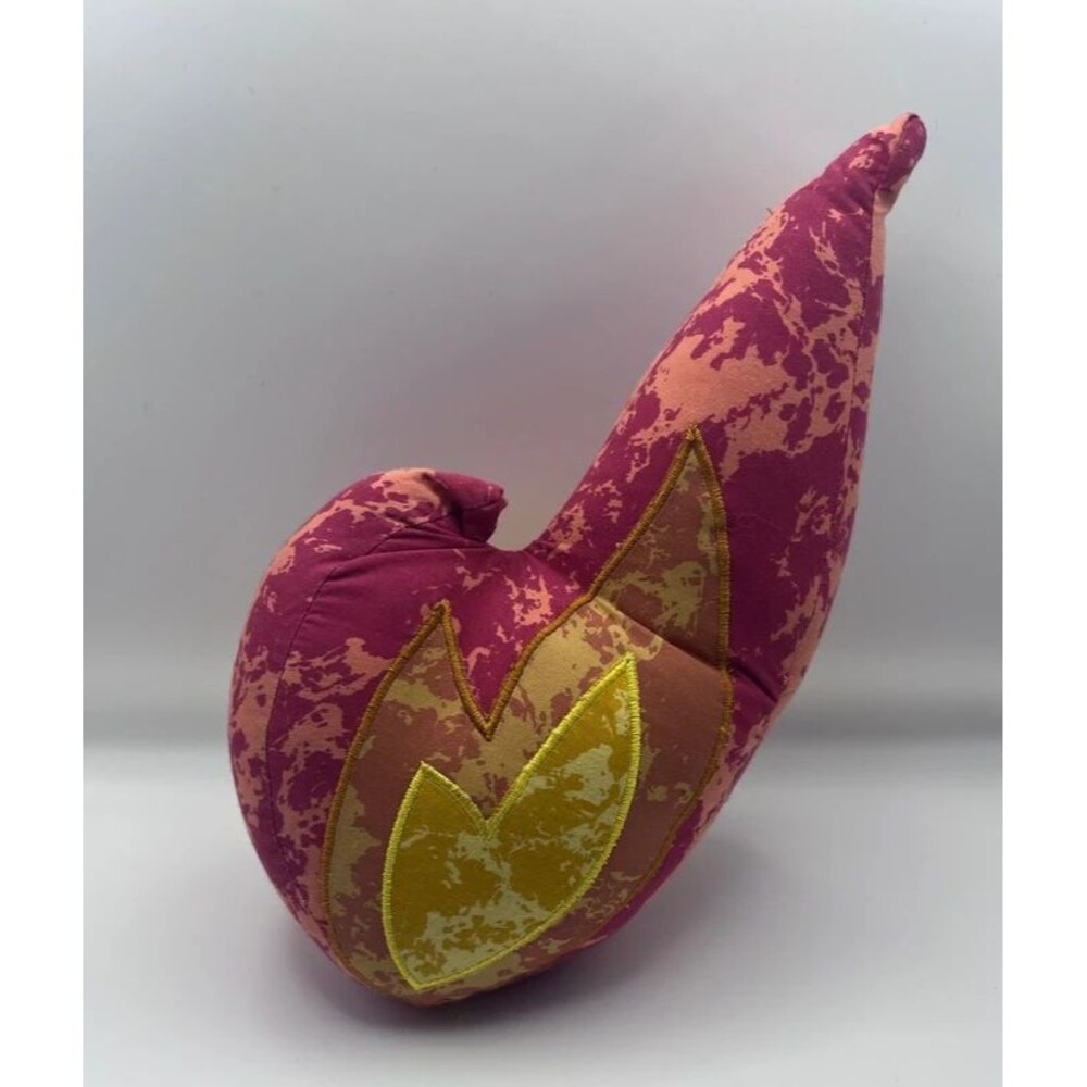 Handmade Red Pink Applique Flame Fire Shaped Throw Pillow Plush
